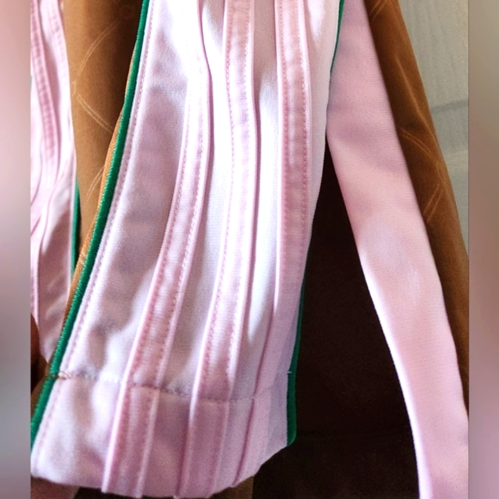 ADIDAS Wide Leg Carmel Brown Pink 3 Stripe Baggy High Rise Bell Hem Sport Pant M - Picture 4 of 16